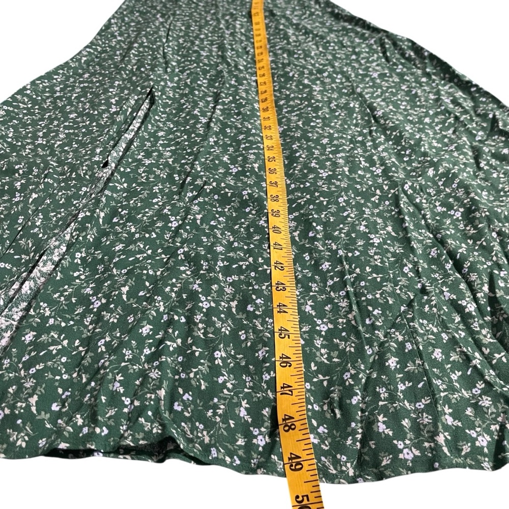 Reformation Green  Zelda Midi Dress Floral‎ Tie Sleeve Button Prairiecore Size 8 - Picture 13 of 15